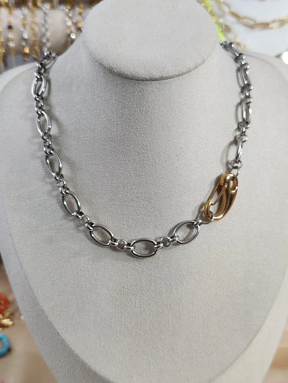 Two-Tone Charm Holder Necklace
